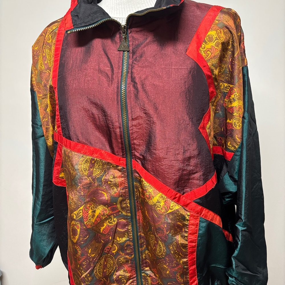 Colorful Patchwork Zip-Up Jacket Windbreaker Plus… - image 1